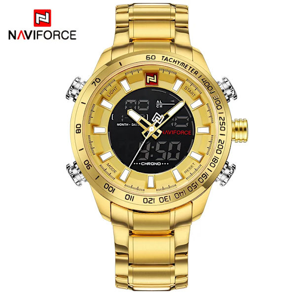 NAVIFORCE Lyxmärke Herr Watch Guld Quartz Led-klocka Herr Vattentät armbandsur Watch för män Relogio Masculino GG