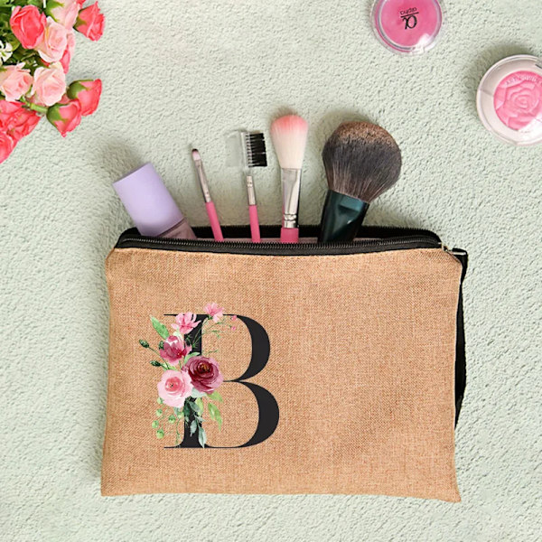 Anpassat namn Blomma Brev Kosmetikväska Bachelorette Party Neceser Makeup Väskor Dragkedja Toalettartiklar Organizer Brudtärna Presenter D4BaleW