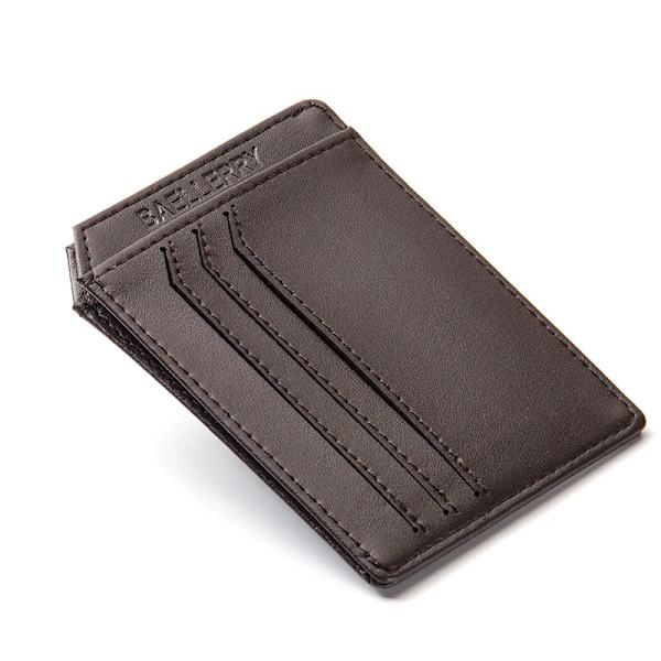 Smal designer kreditkortshållare för män Läderplånböcker Case Business Mini handväska för körkort Liten korthållare Dark Brown