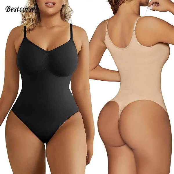 XS Seamless Skims Shapewear Body String Bantning Kvinna Magkontroll One Piece Faja Body Shapers Dam Body Suit Plus Size Black 2XL