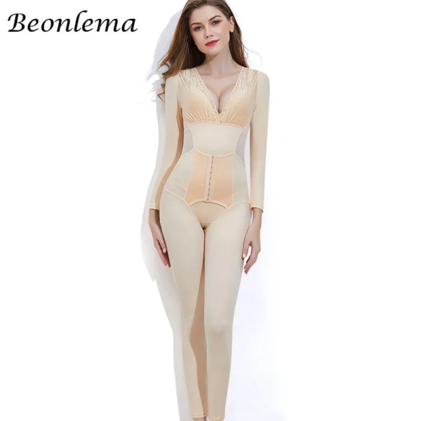 Helkroppssexiga Shapewear för kvinnor Rumplyftning Bantning Shapers Sömlös hållning Korrigerande armar Formning Leggings Bodysuit Nude XXL