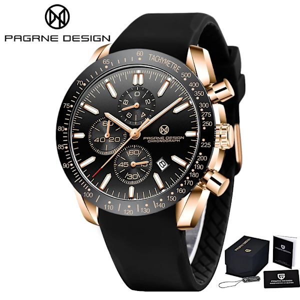 2022 (PAGRNE) PAGANI DESIGN Herr Quartz Klockor 44MM Top Vattentät Lyx Business Safir Rostfritt Stål Relogio Masculino GoldBlueR