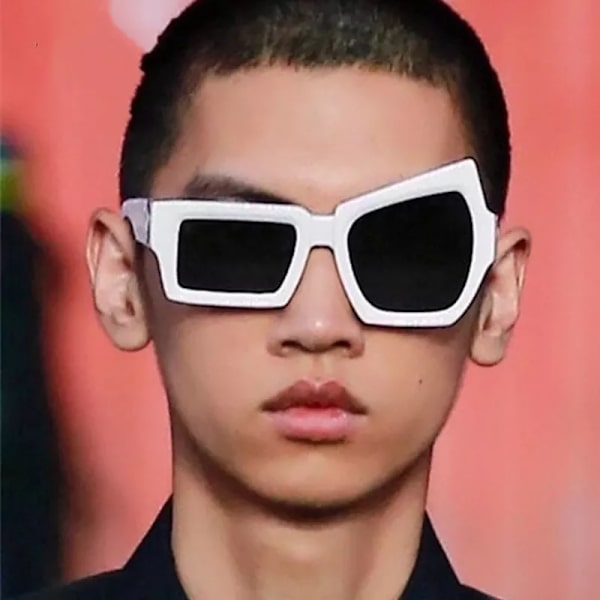 Mode Irregular Square Solglasögon Man Mode Märke Designer Personlighet Solglasögon Man Vit Svart Spegel Oculos De Sol Leopard Other
