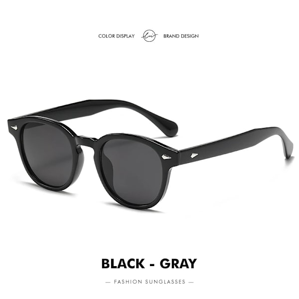 LM Fashion Johnny Depp Style Runda solglasögon Klartonad lins Dam Solglasögon Män TONY Blue Eyewear Ocean Lens UV400 Black-Gray Follow Picture