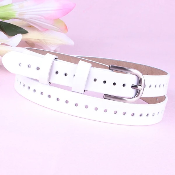 Zency Hollow Out Dambälte 100 % äkta läder Högkvalitetsnålsspänne Modedekorativa jeansbälte Svart Vit Kaffe White 110cm
