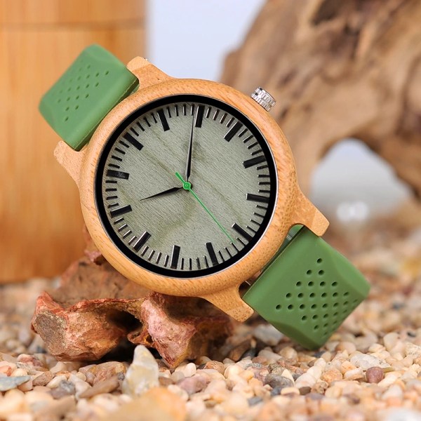 BOBO BIRD Träklockor Herr & Kvinnor Läder Nylon Silikonrem Casual Quartz Watch Presentask Förpackning Surport Drop A18