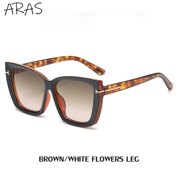 Mode Cat Eye Solglasögon Dam Lyxmärke Trendiga Oversized Cateye Solglasögon Dam Gradient Solglasögon Big Frame Glasögon C7 Demi Brown With the box