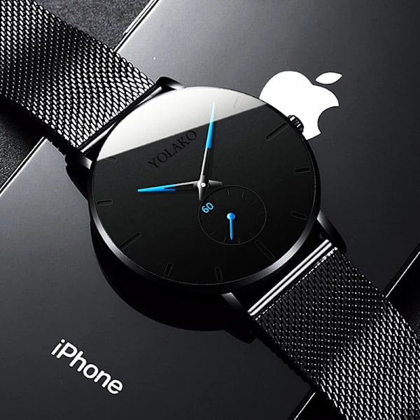 2023 Herrmode Minimalistiska Klockor Herr Business Casual Quartz Watch Simple Man Rostfritt stål Mesh Band Klocka reloj hombre Mesh Black Red