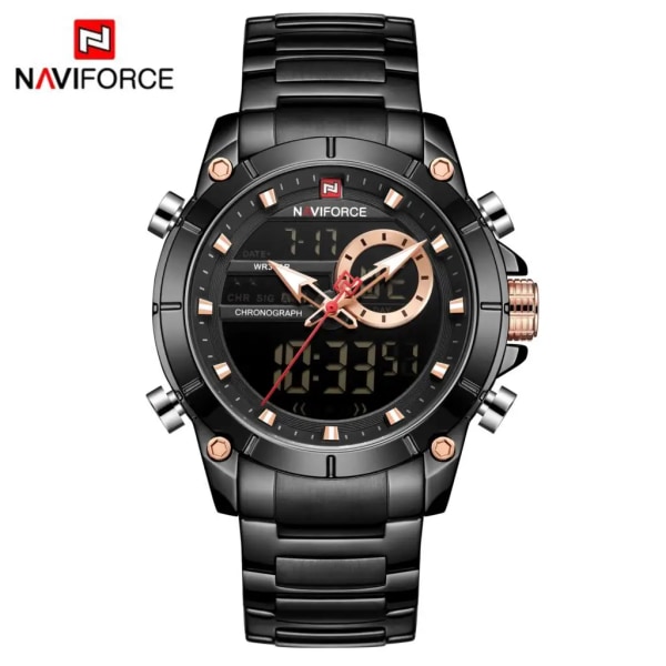 Watch NAVIFORCE Toppmärke Lyxmode Militärkvarts Herrklockor Vattentät Sport Watch Relogio Masculino black