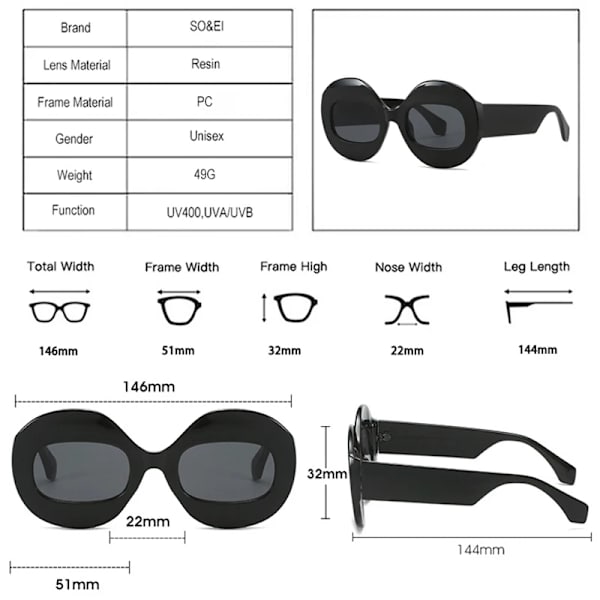 SO&EI Mode Rund Kontrast Färg Dam Solglasögon Retro Oval Klar Gradient Lens Shades UV400 Män Trendiga Punk Solglasögon Leopard tea As the picture