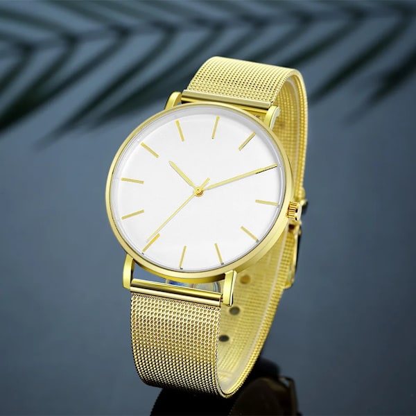 Watch 2022 Lyxmode Enkel Armbandsur Läder Guld Urtavla Casual Man Brecalet Quartz Clock Vip-länk för droppe 567 Black
