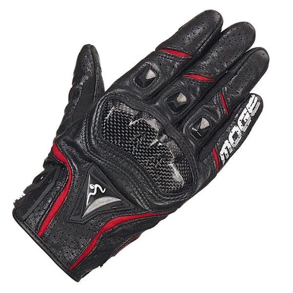 Motorcykelhandskar för män och kvinnor, helfinger, åkhandskar, moto, sommar, vinter, motocross, fårskinns läderhandskar, Guantes-handskar SUMMER BLACK RED M