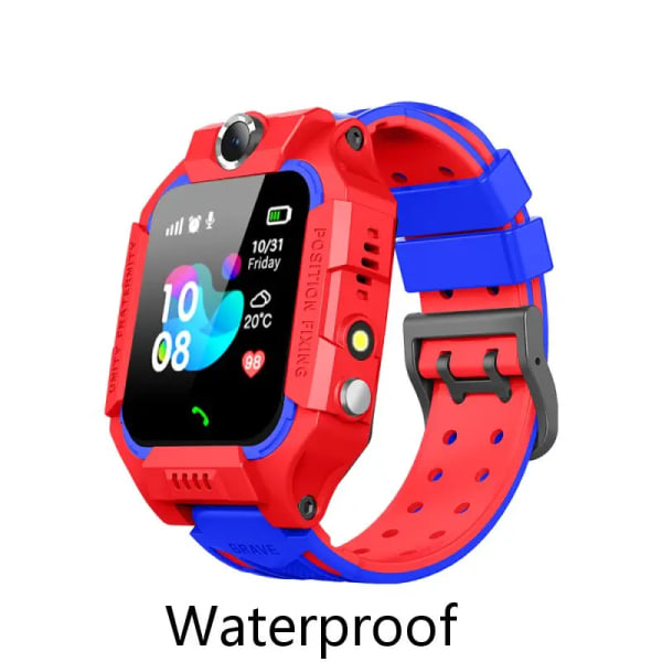 Barn Smart Watch Ny Sim-kort Smartwatch för barn SOS LBS Ring Telefon Kamera Röstchatt Foto Vattentät Pojkar Flickor Present Q19 Red Waterproof Hebrew language