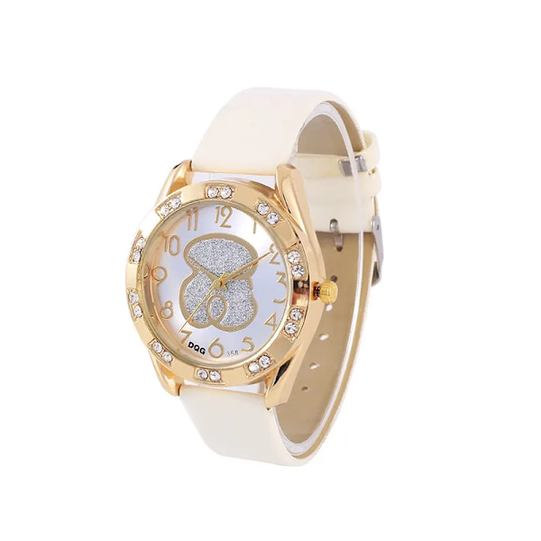 Montre Femme Luxe De Marque DQG Märke Watch Vattentät Lila Läder Diamant Tecknad Panda Arabiska Digital Quartz Klockor white