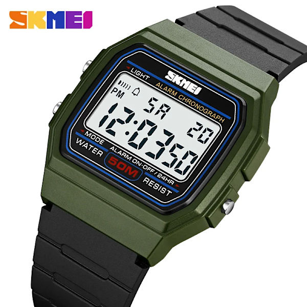 SKMEI Military Chrono Date Week Armbandsur Topp Märke Tillbaka Digitala Sportklockor Herr 5Bar Vattentät Väckarklocka Montre Homme black black