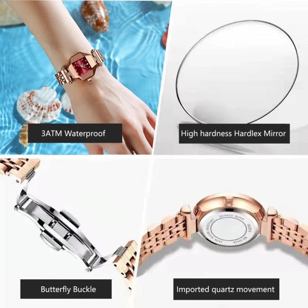 POEDAGAR Lyxmode Watch Hög kvalitet Casual Diamond Rostfritt stål Vattentät Kvarts Watch Zegarek Damski Rose Gold White