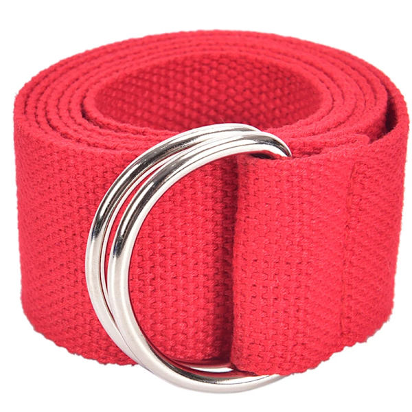 Mode Casual Unisex Nylon Canvas Tyg Bältesrem D Ring Spänne Midjeband Enfärgad Lång tygklänning Stickad midjeband red