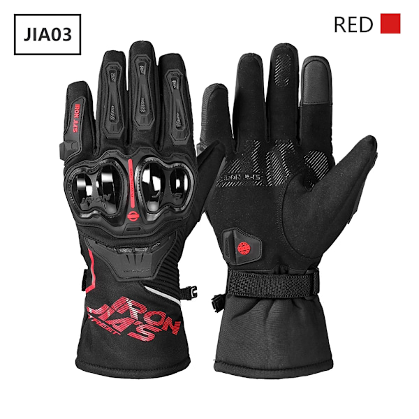 Iron Jia'S Vinter Motorcykelhandskar Varma Vattentäta Skyddande Guantes Moto Pekskärm Motorcykelkörning Motosiklet Eldiveni JIA03-Red XXL