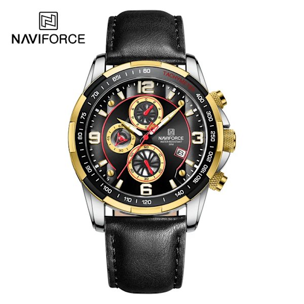 2022 Toppmärke Lyx NAVIFORCE Watch för män Multifunktion Sport Luminous Mans Quartz Läderklockor Relógio masculino GBB