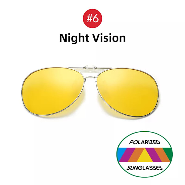 VIVIBE Oversized Pilot Flip Up Clip on Solglasögon Herr Driving Legeringsbåge Stor storlek Damer Aviation Glasögonklämmor för närsynt 6 Night Vision Without Case
