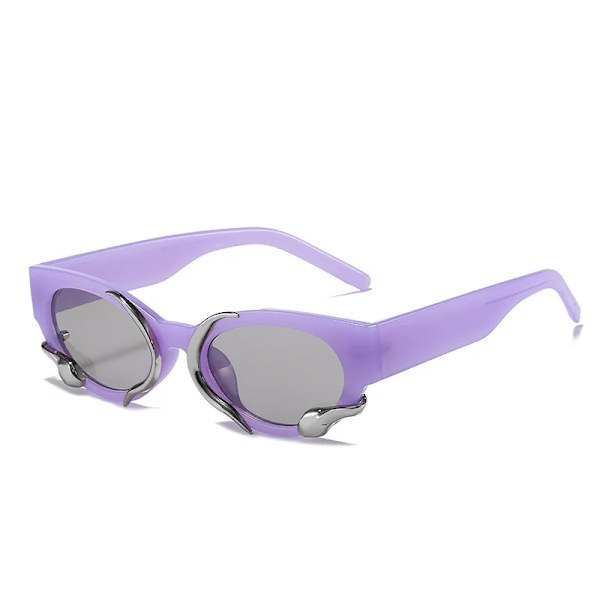 Rektangulära solglasögon för kvinnor Punk Style Snake Solglasögon Lyxmärke Designer Glasögon UV400 Män Hip Pop Shades Glasögon Retro purple multi