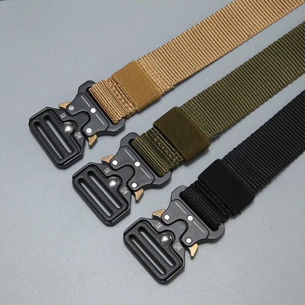 bälte män utomhusjakt metall taktiskt bälte multifunktionslegering spänne hög kvalitet Marine Corps canvas bälte Khaki 125cm