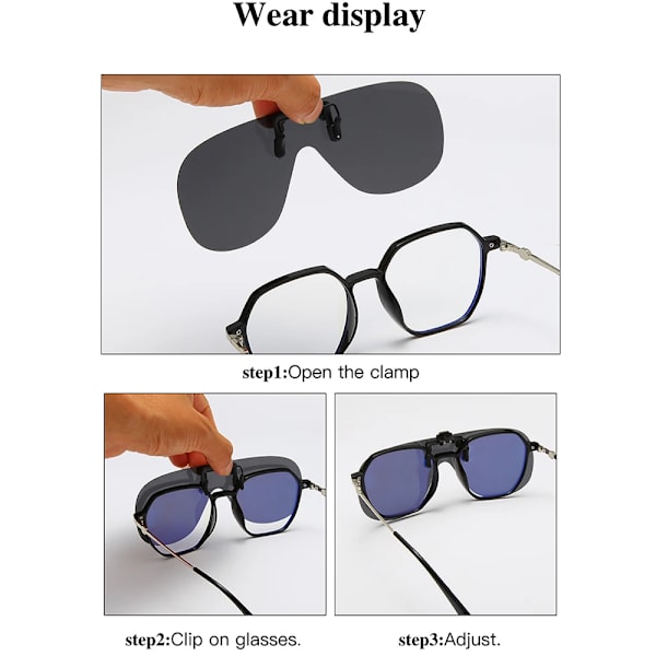 VIVIBEE Rimless Flip Up Clip On Solglasögon Män Kör UV400 Polariserad Spegel Röd Lins Fiske Stor storlek Fancy Design Glasögon 3 Photochromic Without Plastic Case