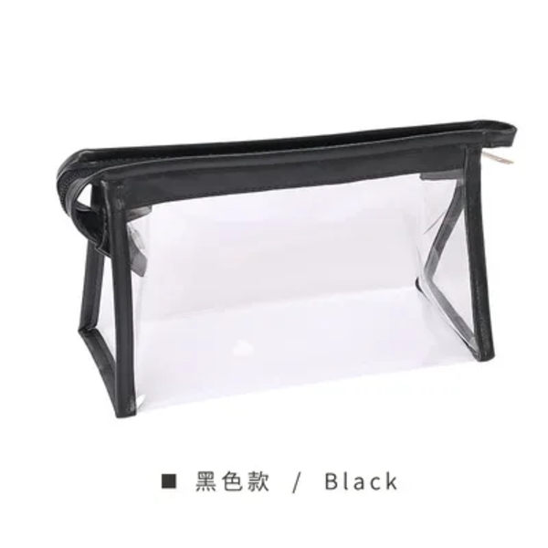 DIY Tjejer Transparent kosmetisk väska Kvinnor Dragkedja Klara sminkväskor Case Resor PVC Bad Toalettartiklar Tvätt Förvaringsväska Black