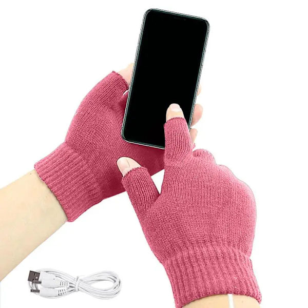 2022 Nya Vinter elektriska uppvärmningshandskar Bärbar dator thermal USB uppvärmda handskar elektrisk uppvärmningshandske varma stickade handskar sportvante Gray