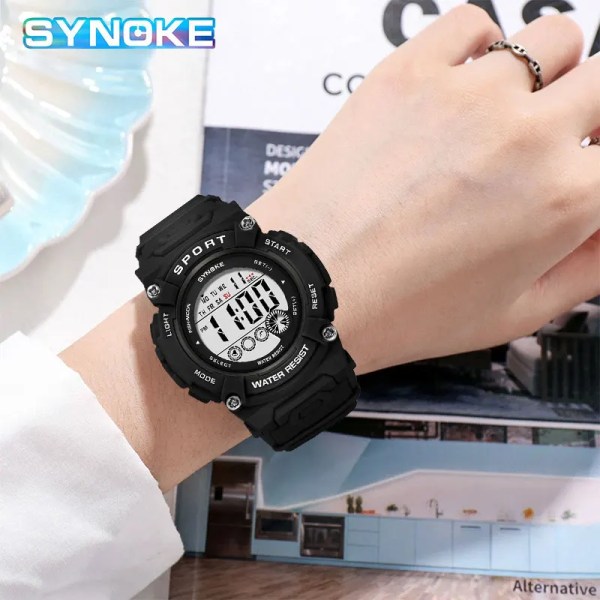 Mode Lyx Dam Klockor 50M Vattentät Utomhussport Elektrisk klocka Multifunktionell Dam Digital Watch reloj hombre black