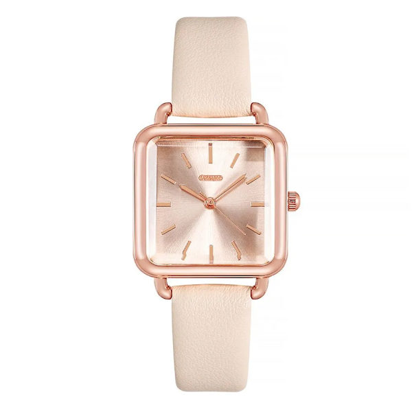 2023 Mode Kvinnor Klockor Lyx Fyrkantiga Dam Enkel Rose Gold Quartz Watch Casual Svart Läder Armbandsur Reloj Mujer Khaki