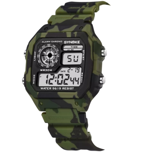 SYNOKE Digital watch för män Mode Kamouflage Militär Armbandsur Vattentät Digitala klockor Löparklocka Relogio Masculino Camouflage Green