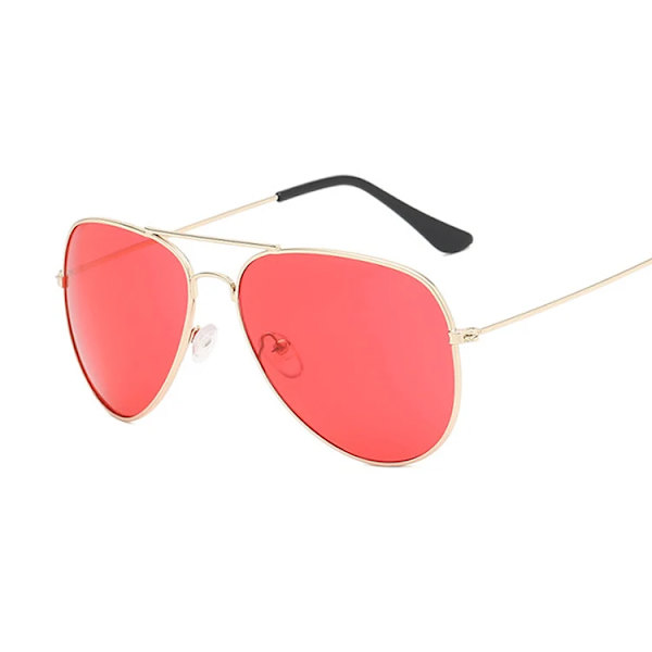 Klassiska Pilot Solglasögon Kvinna Mode Märke Designer Solglasögon Man Mans Färgglad Spegel Flyg Metallram Köra Oculos Gold Red