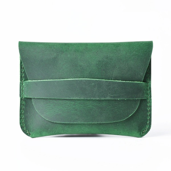Enkel korthållare i äkta läder Creative Retro Casual Mini plånbok Första lager Kohud Läder Liten förvaring Green