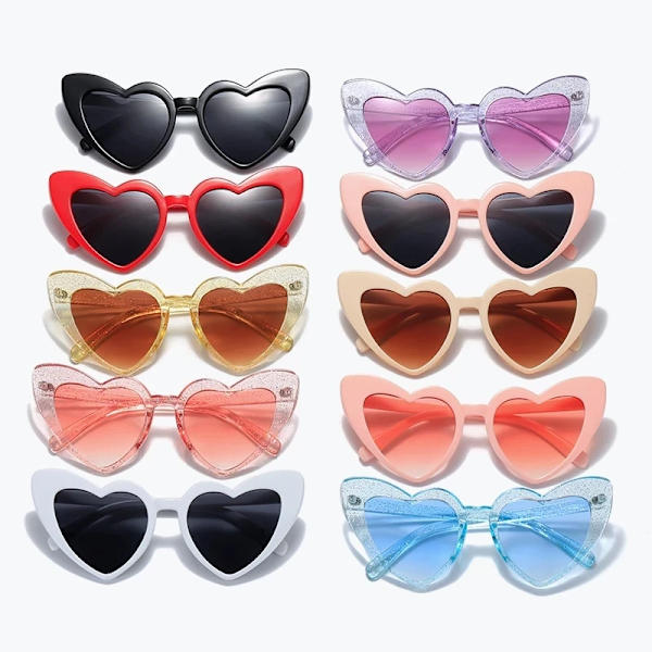 13 färger Mode Hjärta Dam Solglasögon Personlighet Stor Båge Glitter Rosa Solskydd Glasögon Glasögon UV400 Glasögon transparent red 1 pair