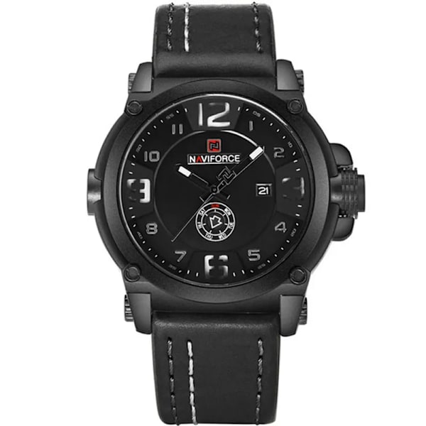 NAVIFORCE Sport Herrklockor Toppmärke Lyx Vattentät Läder Kvarts Armbandsur 9099 Relogio Masculino black white