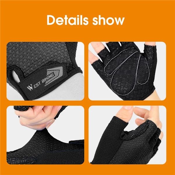 WEST BIKING Half Finger Cykelhandskar Antislip Motorcykel MTB Road Bike Handskar Män Sport Fitness Cykel Fingerlösa handskar Red XXL