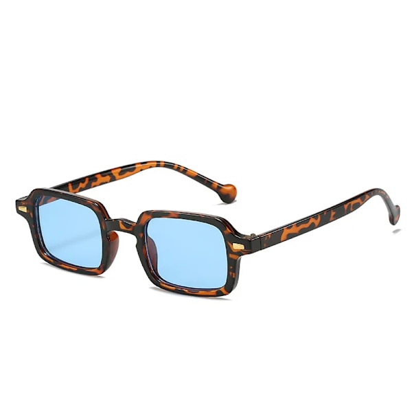 Emosnia Mode Fyrkantiga Solglasögon Kvinnor Nya Retro Nitar Dekoration Gradient Nyanser UV400 Män Leopardblå Solglasögon C02 LeoBlue As Photos Showing
