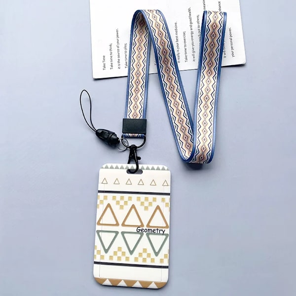 2022 Ins Student School Access Control Kredit-ID-korthållare Väskor Geometriska mönster Kvinnor Män Arbete Busskort Cover Case w long string
