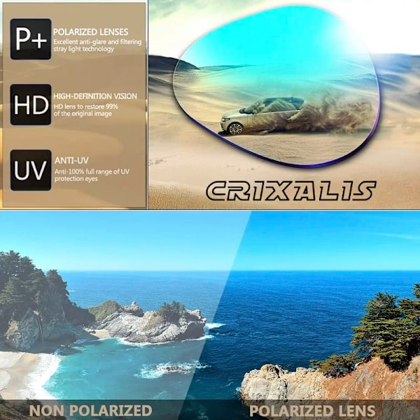 CRIXALIS Polarized Solglasögon Dam Oval TR90 Vintage Anti Glare Driving Solglasögon Herr Solglasögon Man UV400 zonnebril dames C4Blue Other