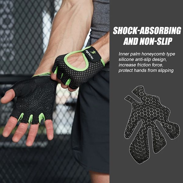 2st/par Gym Träningshandskar Herr Dam Andas Cykelhandskar för Fitness Träning Tyngdlyftning Hängande pull ups Klättring XG08-Black M