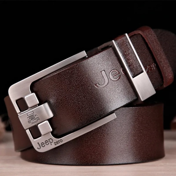 Lyxmärke Designer Bälte Herr Mode Äkta Läder Midjerem Legering Nål Spänne Herrbälte Cummerbunds Ceinture Homme 2022 JEEP Field Red coffe 125cm