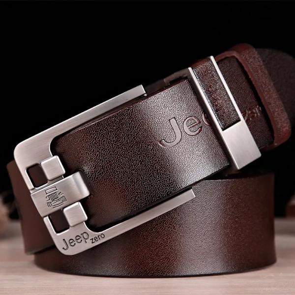 Lyxmärke Designer Bälte Herr Mode Äkta Läder Midjerem Legering Nål Spänne Herrbälte Cummerbunds Ceinture Homme 2022 JEEPFBK-Coffee 125cm