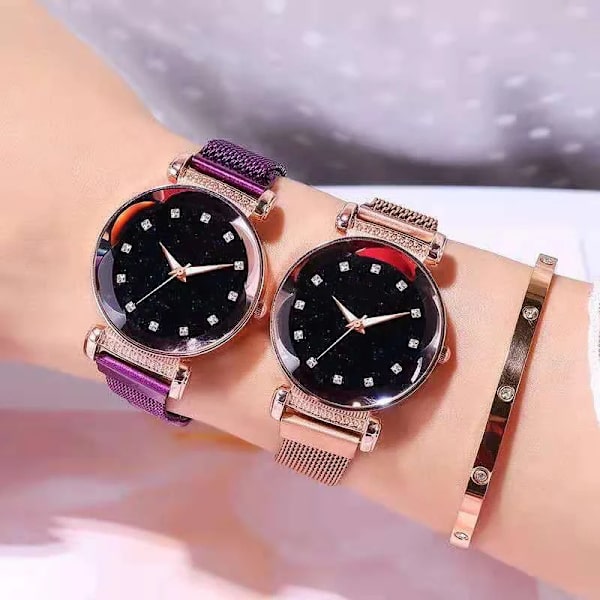 Dam Magnetic Starry SHS Clock Lyx Damklockor Mode Diamond Kvinnlig Quartz Armbandsur Relogio Feminino Zegarek Damski shu zi jin se