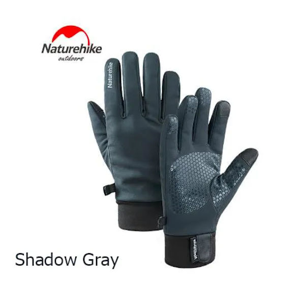 Naturehike NH19S005-T Varmisolerad Vinter Pekskärm Fleecehandskar Anti-halk vindtäta Cykelhandskar Camping Vandring Löpning Shadow Gray XL