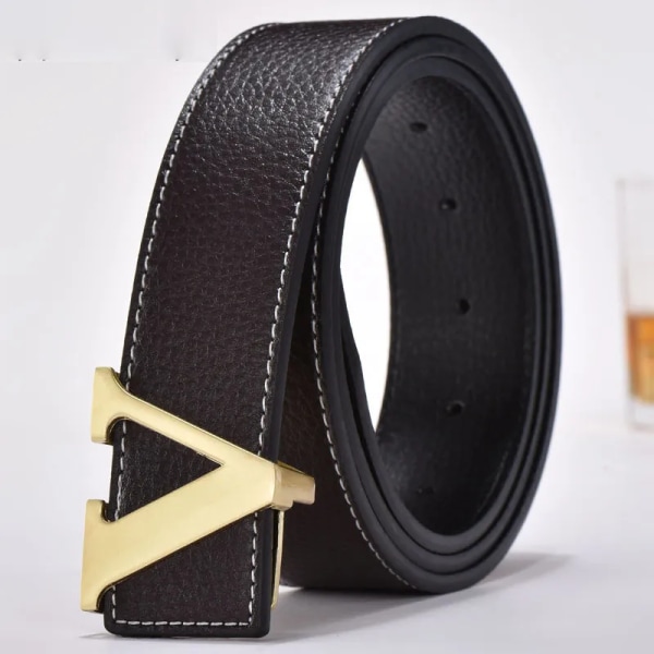 2022 Lyxdesigner Märke Pin Spänne V-bälte Herr Hög kvalitet Kvinnor Herr Klänningsrem i äkta läder för jeans Midjeband N31 BLACK GOLD 115CM