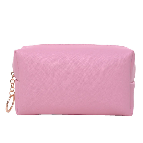 PURDORED 1 st solid kosmetisk väska för kvinnor Läder resor sminkväska Organizer Toalettartiklar Solid kvinnlig förvaring case dark pink