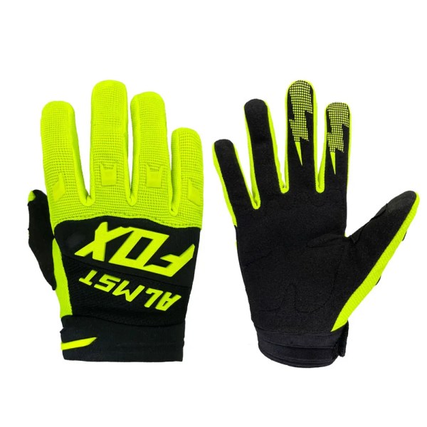 Almst Fox Mountainbikehandskar för barn i åldrarna 6-12 Full Finger Säkerhetsskydd Motocross Racing Handskar Barn Moto Guantes Fluorescent XS