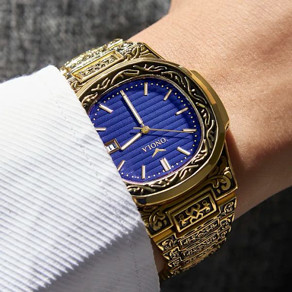 Mode quartz watch herr Märke ONOLA lyx Retro gyllene klocka i rostfritt stål herr guld watch watch hombre ON3808 Retro silver