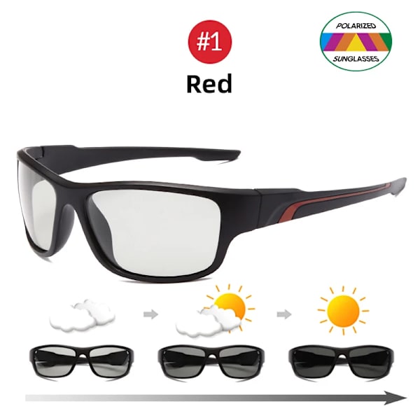 2023 Photochromic Män Cykelsolglasögon Sport Färgförändring Polariserad utomhusglasögoncykel Kvinnor Cykelglasögon 1 Red Photochromic Lens